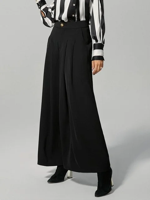 Women Black Fashion Wide-Leg Pants