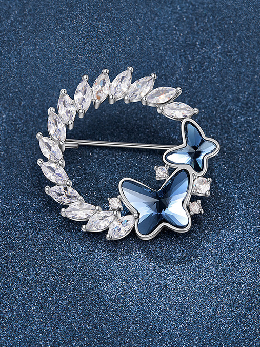 Butterfly brooch for women high-end crystal corsage anti-exposure suit coat corsage pin jewelry