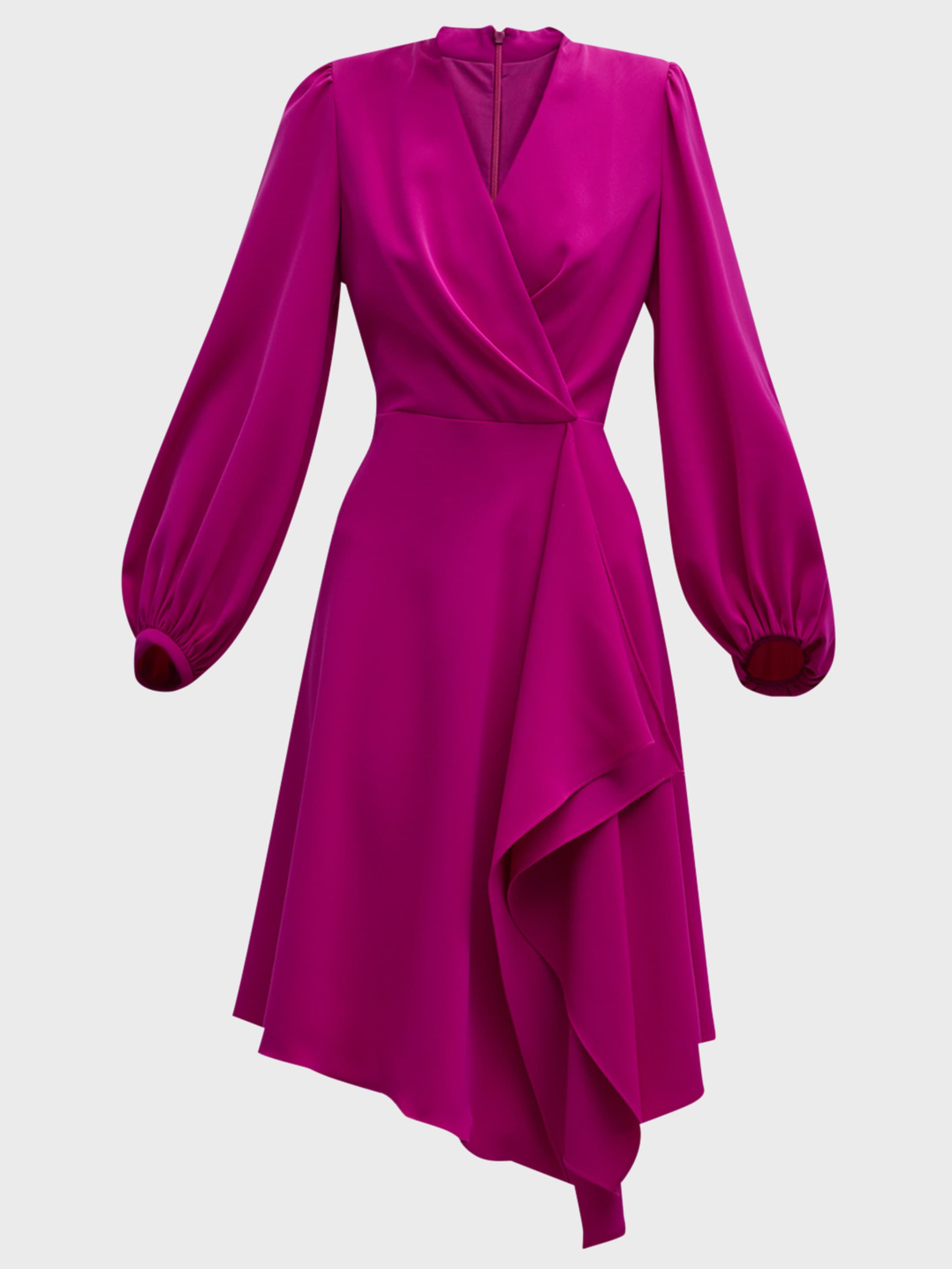 Irregular Craftsmanship Silk Satin Urban Plain Dress | fehaute