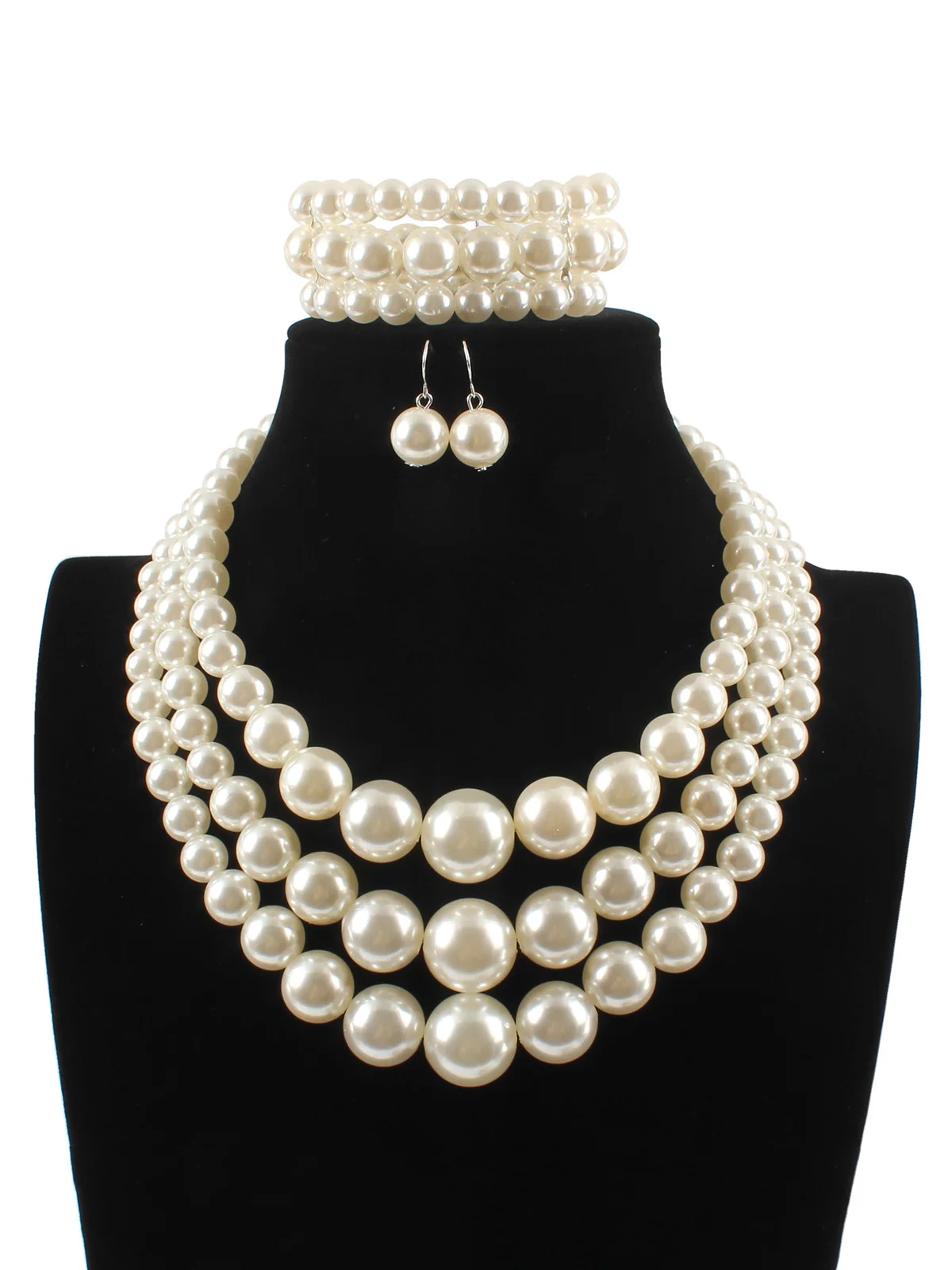 3pcs/set Elegant Imitation Pearl Multilayer Necklace Party Jewelry Set