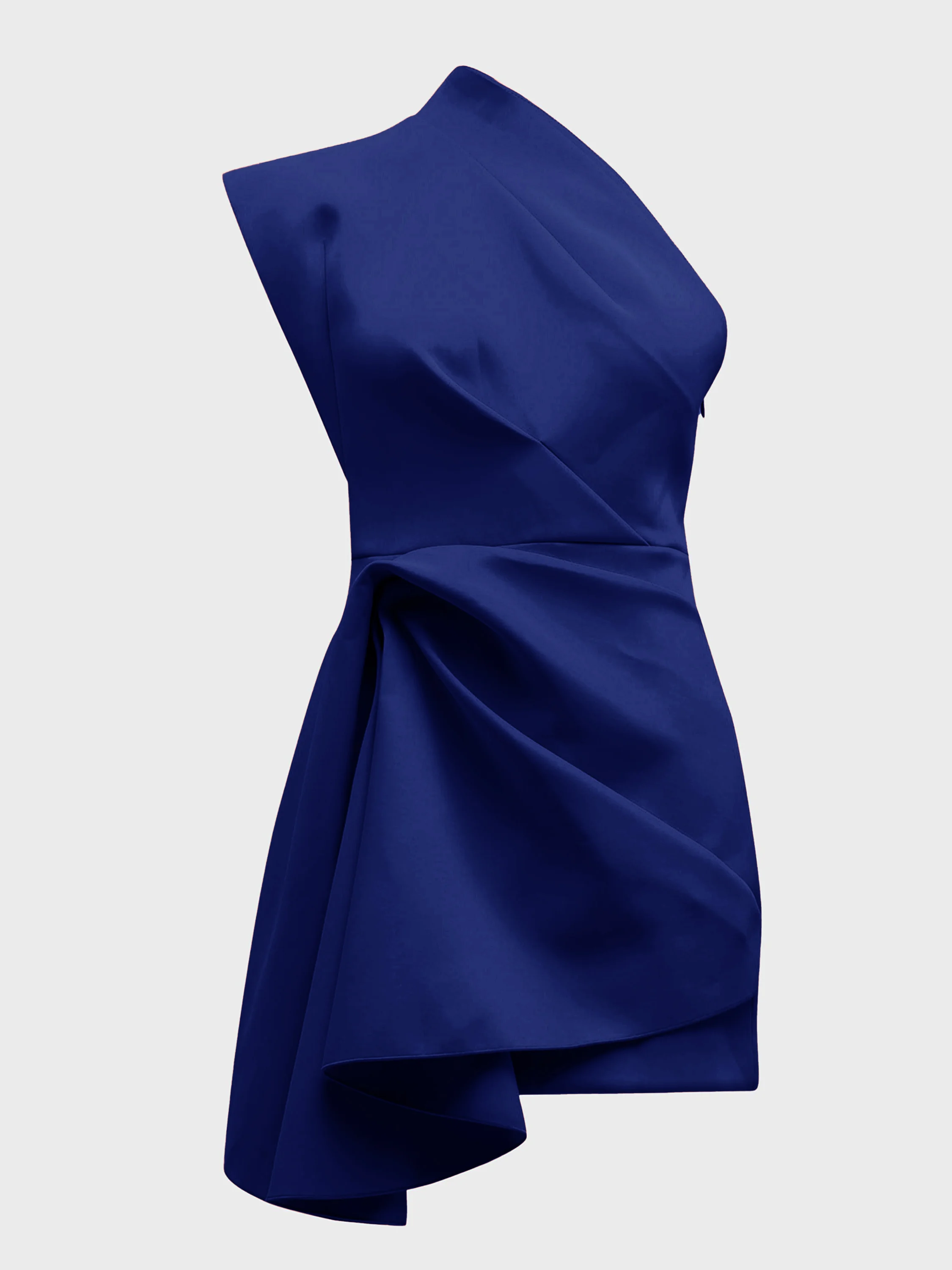 Purplish blue Ruched One Shoulder Sleeveless A-line Mini Dress