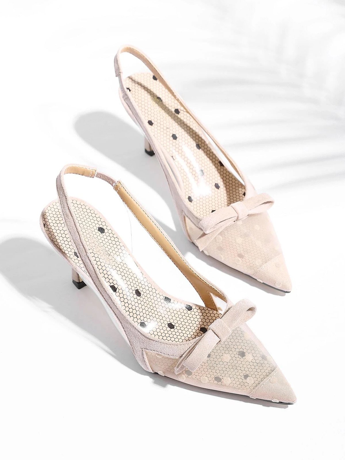 Elegant Polka Dots Bowknot PVC Paneled Slingback Pumps