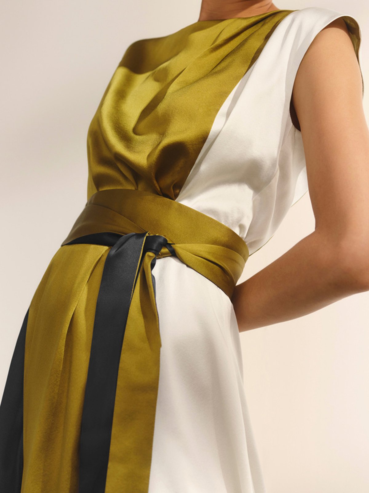 Silk Satin Urban Regular Fit Color Block Dress