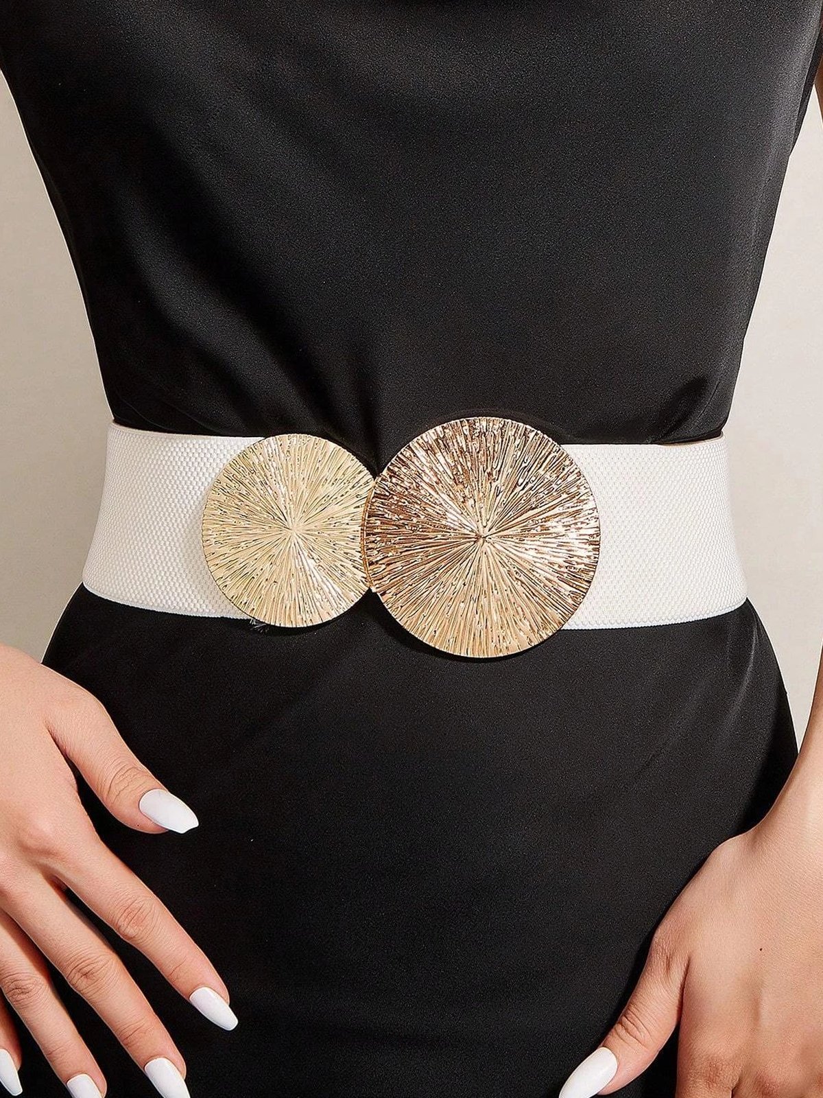 wide gold belt for dress Wide Gold & Silver Textured Sash Belt by Satin Swank® main image 0