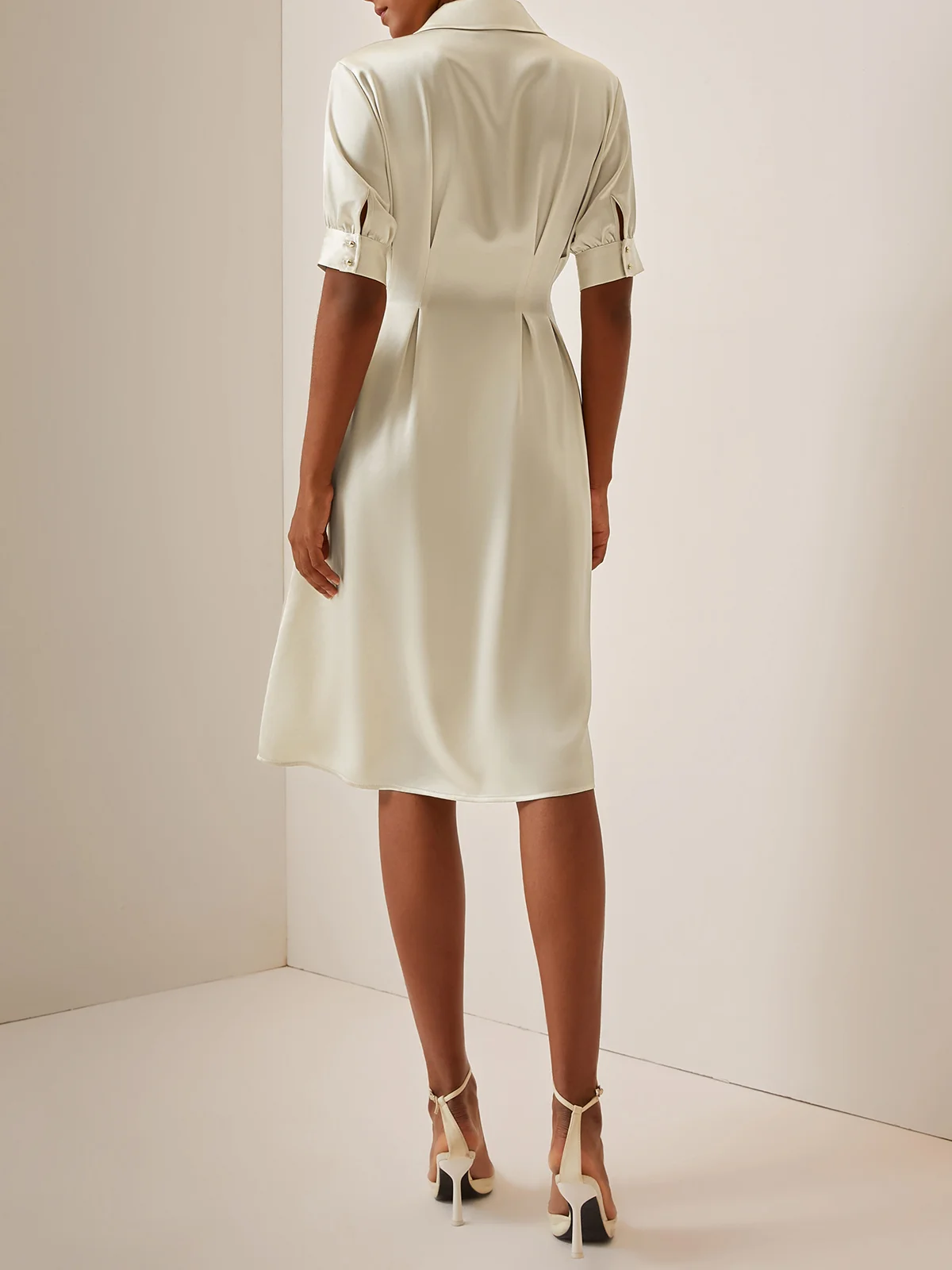 Regular Fit Simple Plain Silk Satin Dress