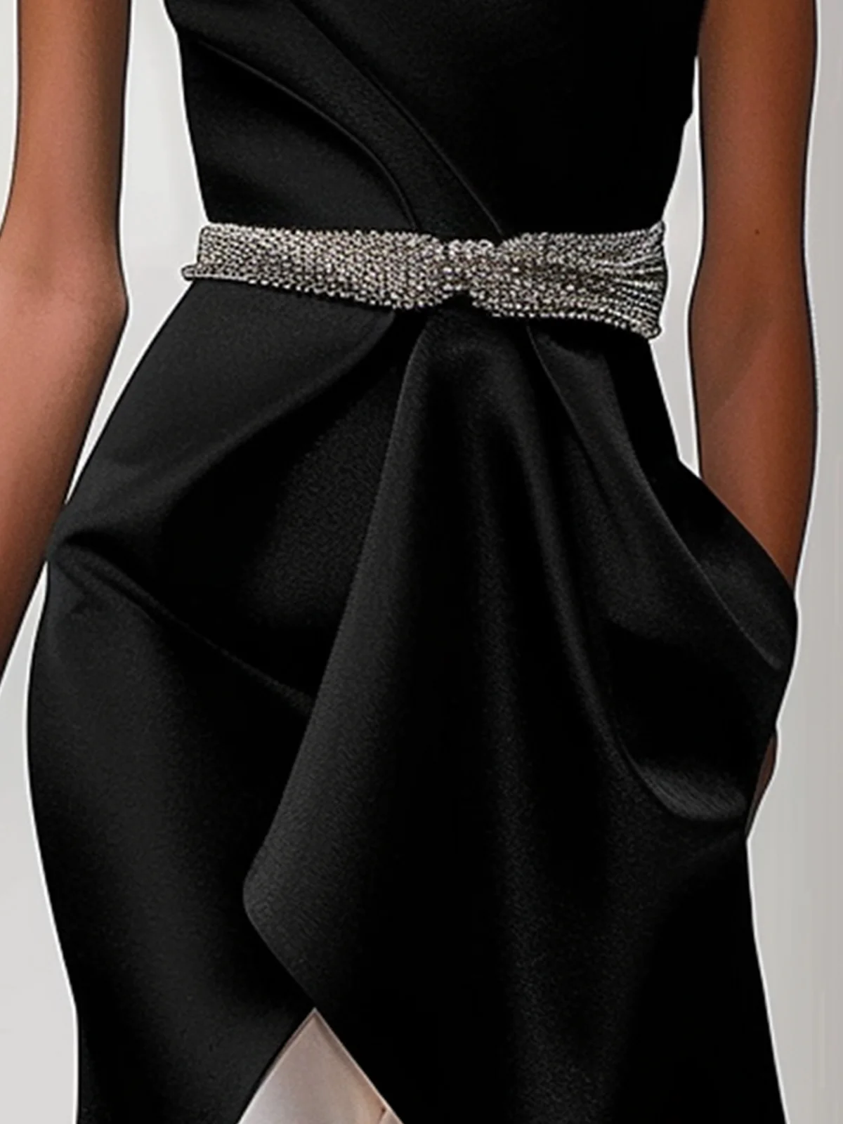 Black One-Shoulder Sheath Mini Dress