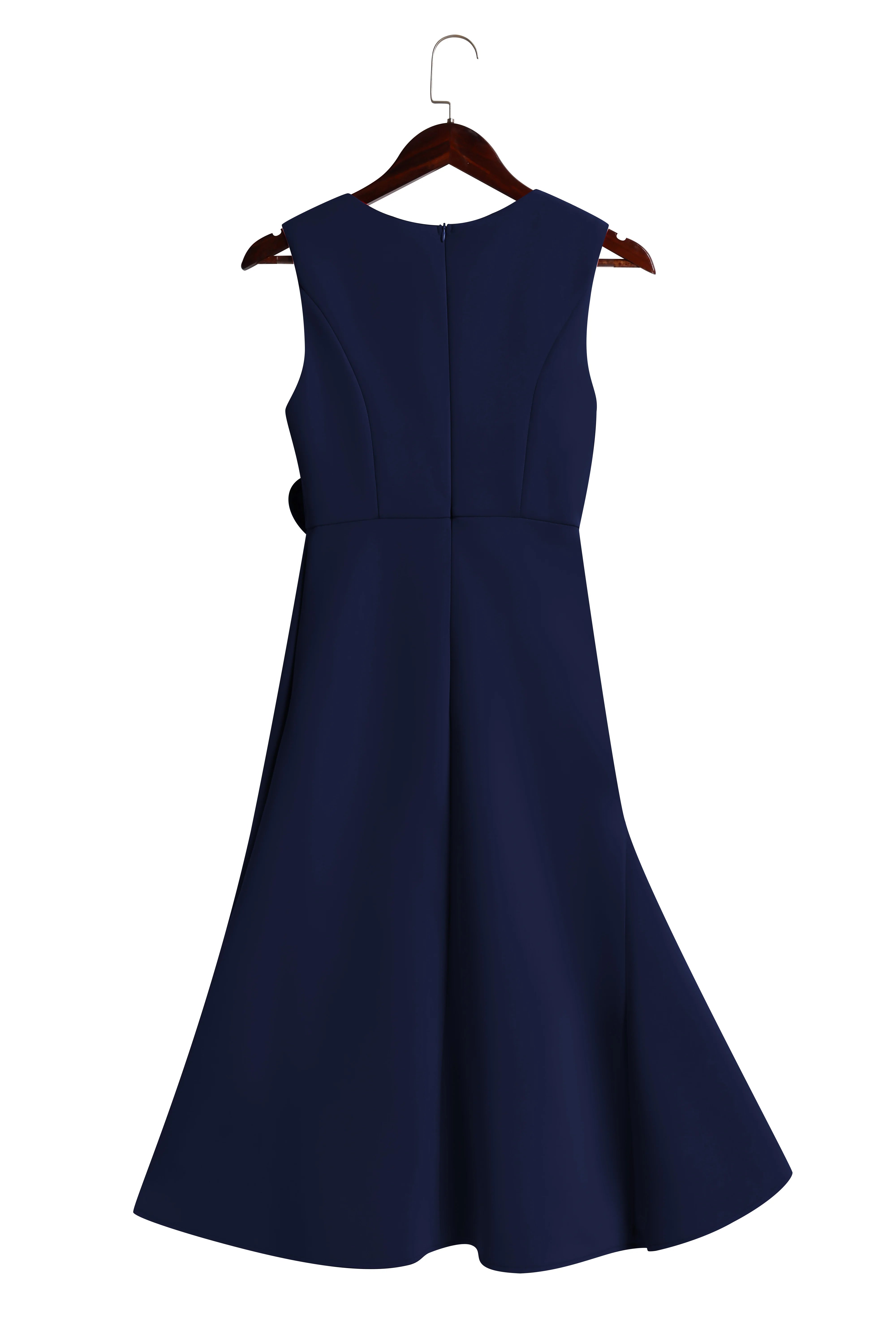 Purplish Blue Sleeveless Midi Ruched Dress