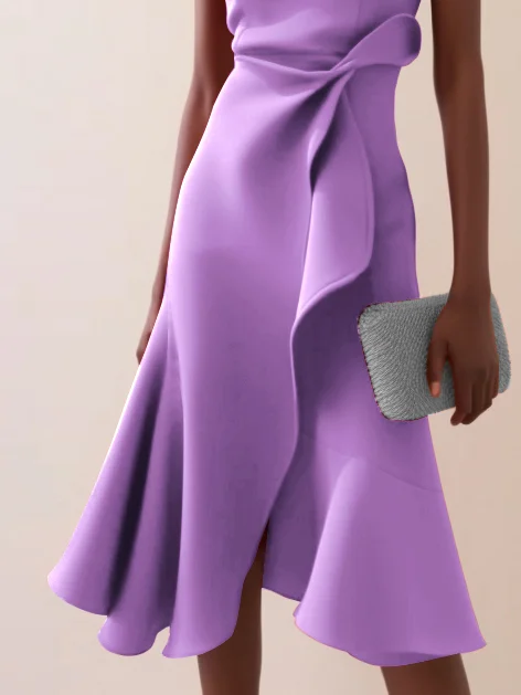 Purple Sleeveless Midi Ruched Dress