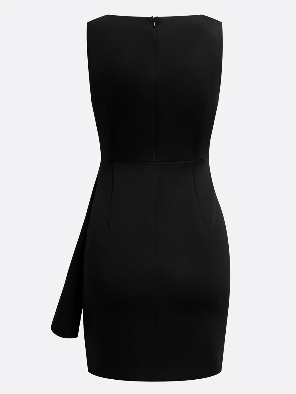 Black Ruffled Sleeveless Sheath Mini Dress