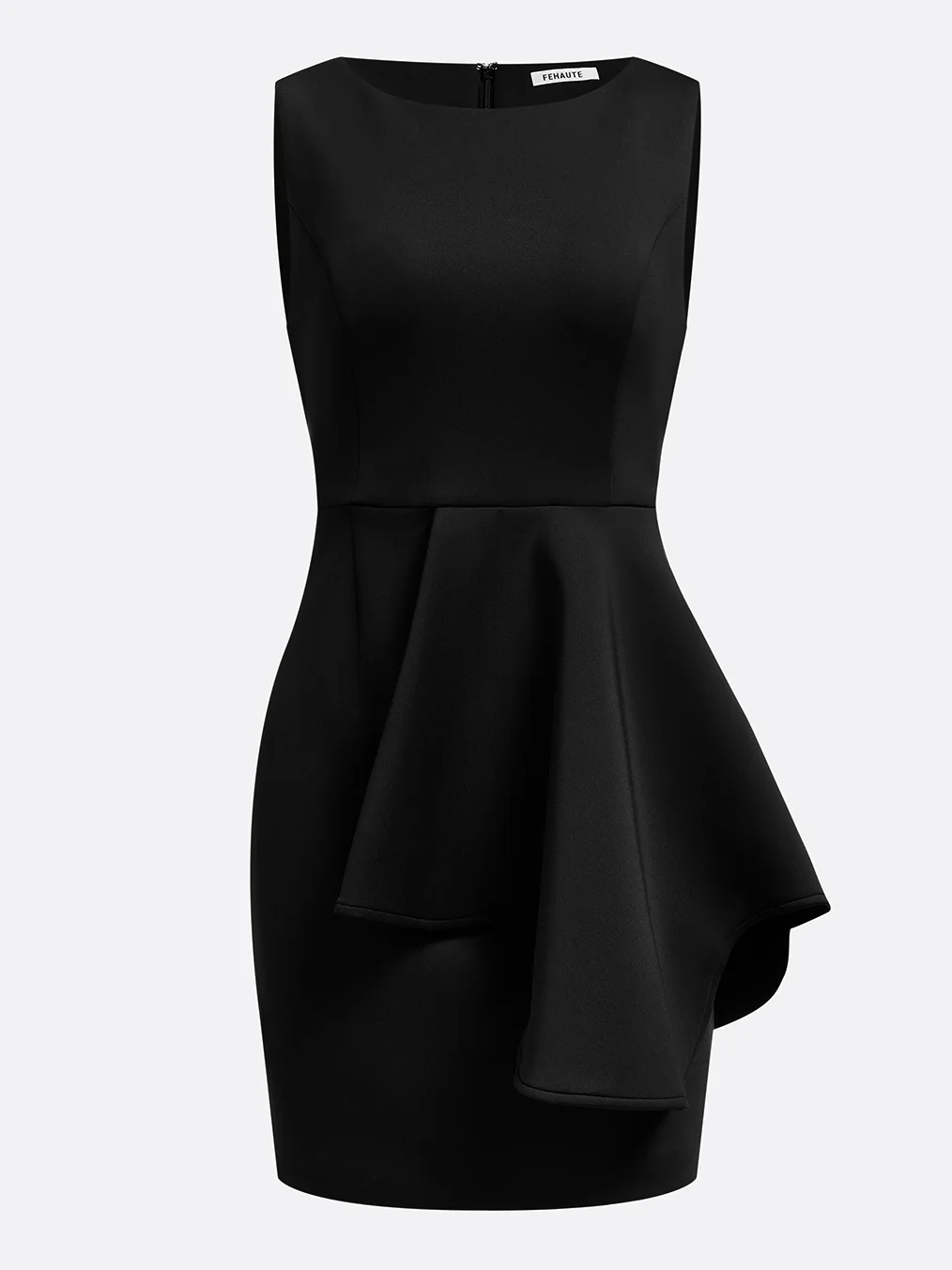 Black Ruffled Sleeveless Sheath Mini Dress