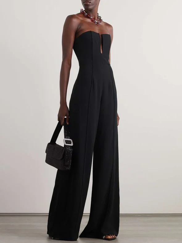 Women Black Strapless Sleeveless Jumpsuit