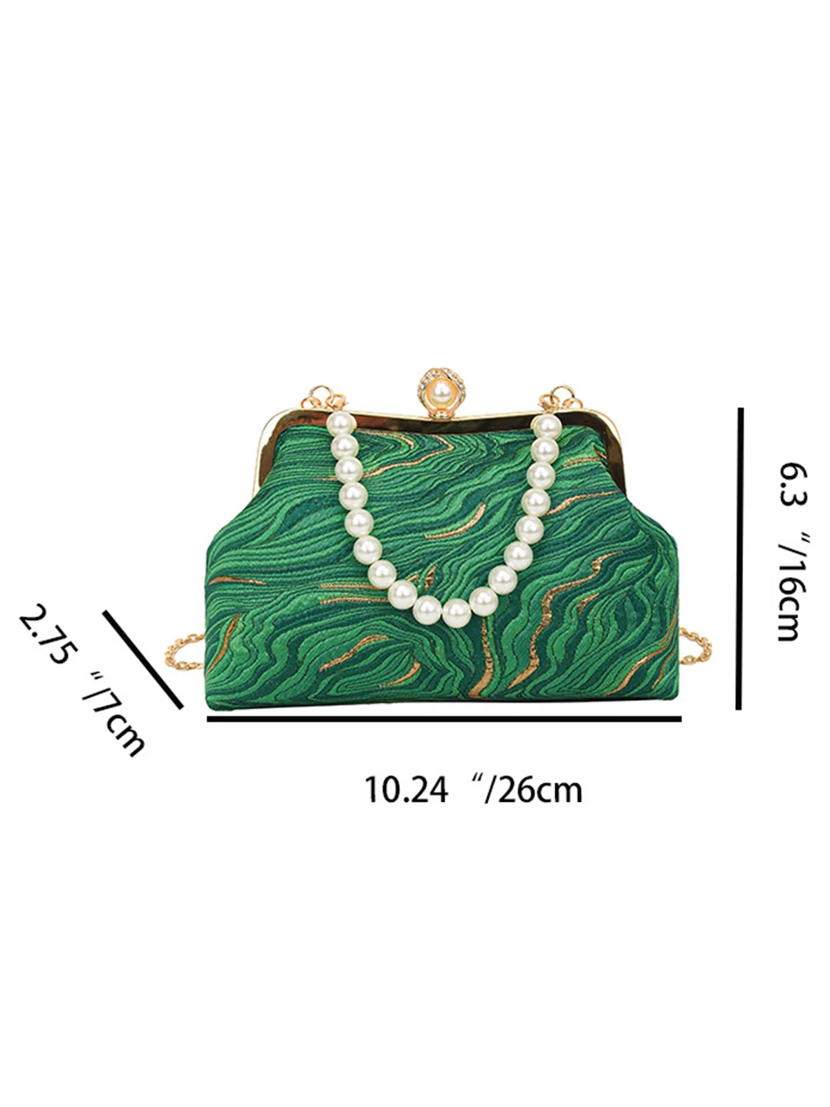 Elegant Imitation Pearl Beaded Handbag Clutch Bag with Detachable Crossbody Strap