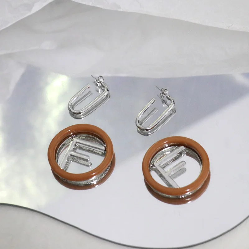 Letter F Metal Earrings