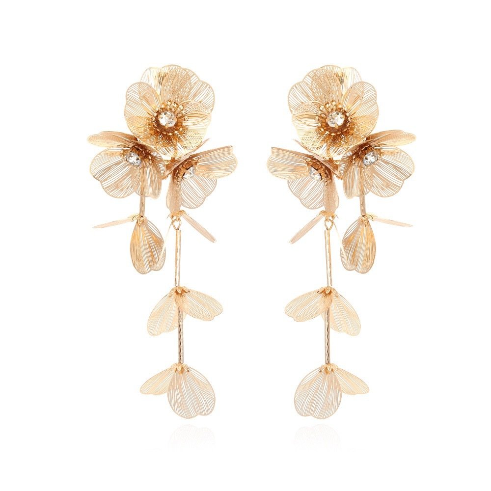 Floral Golden Urban Daily Dangle Polyester Earrings for Women