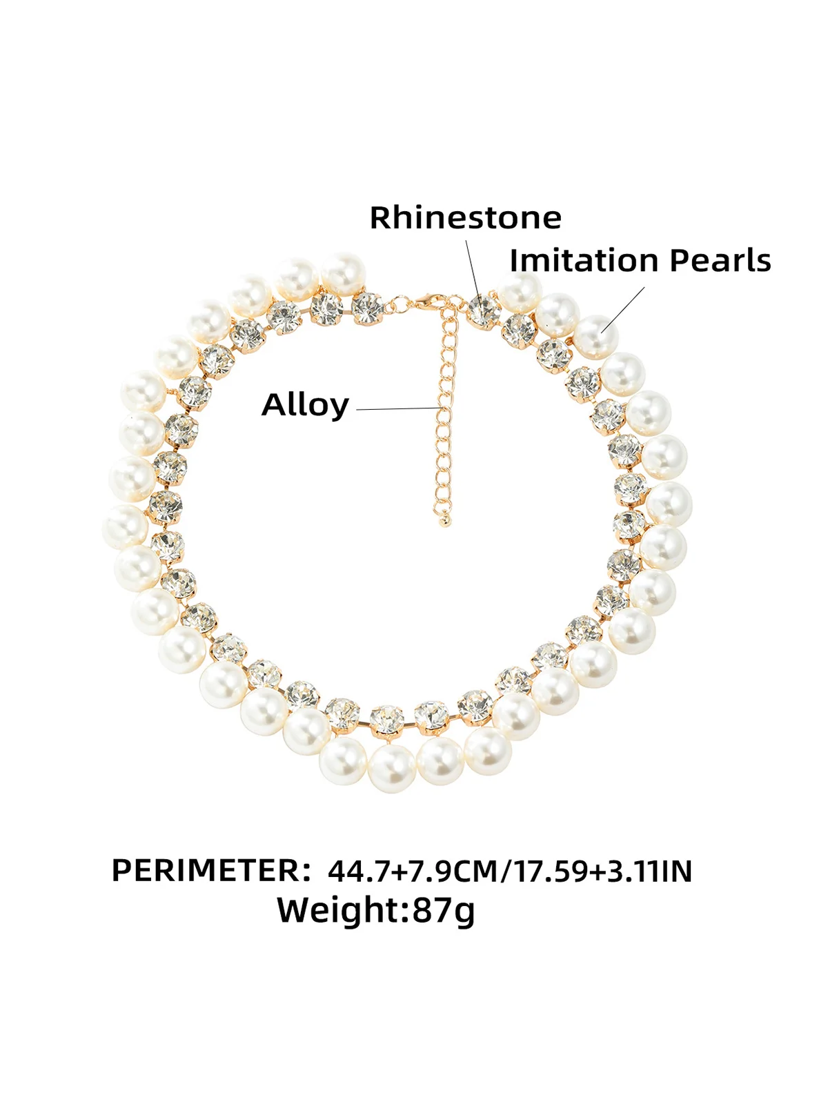 Elegant Imitation Pearl Rhinestone Double Layer Necklace