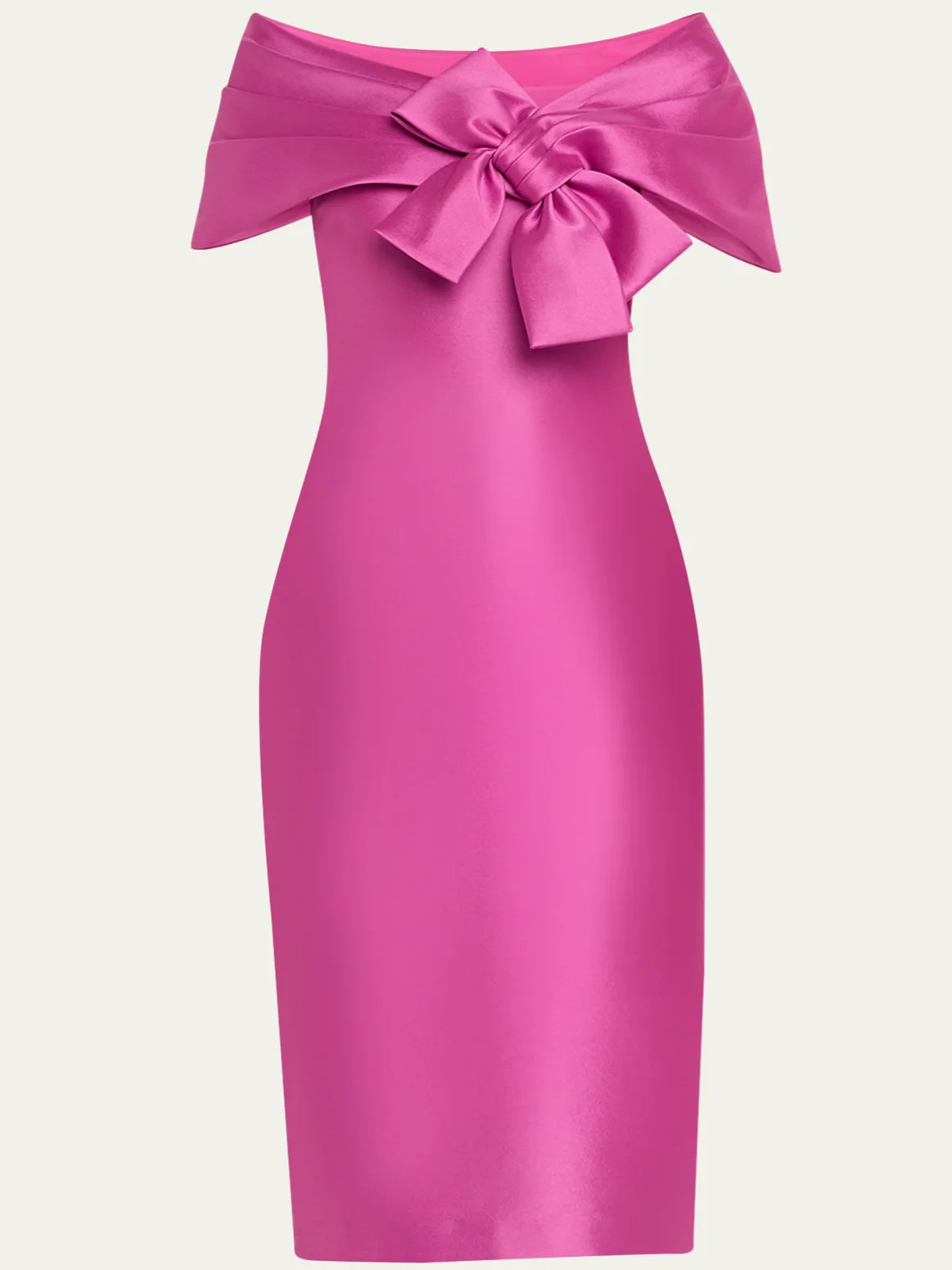 Rose Red Bow Off The Shoulder Sheath Midi Dress