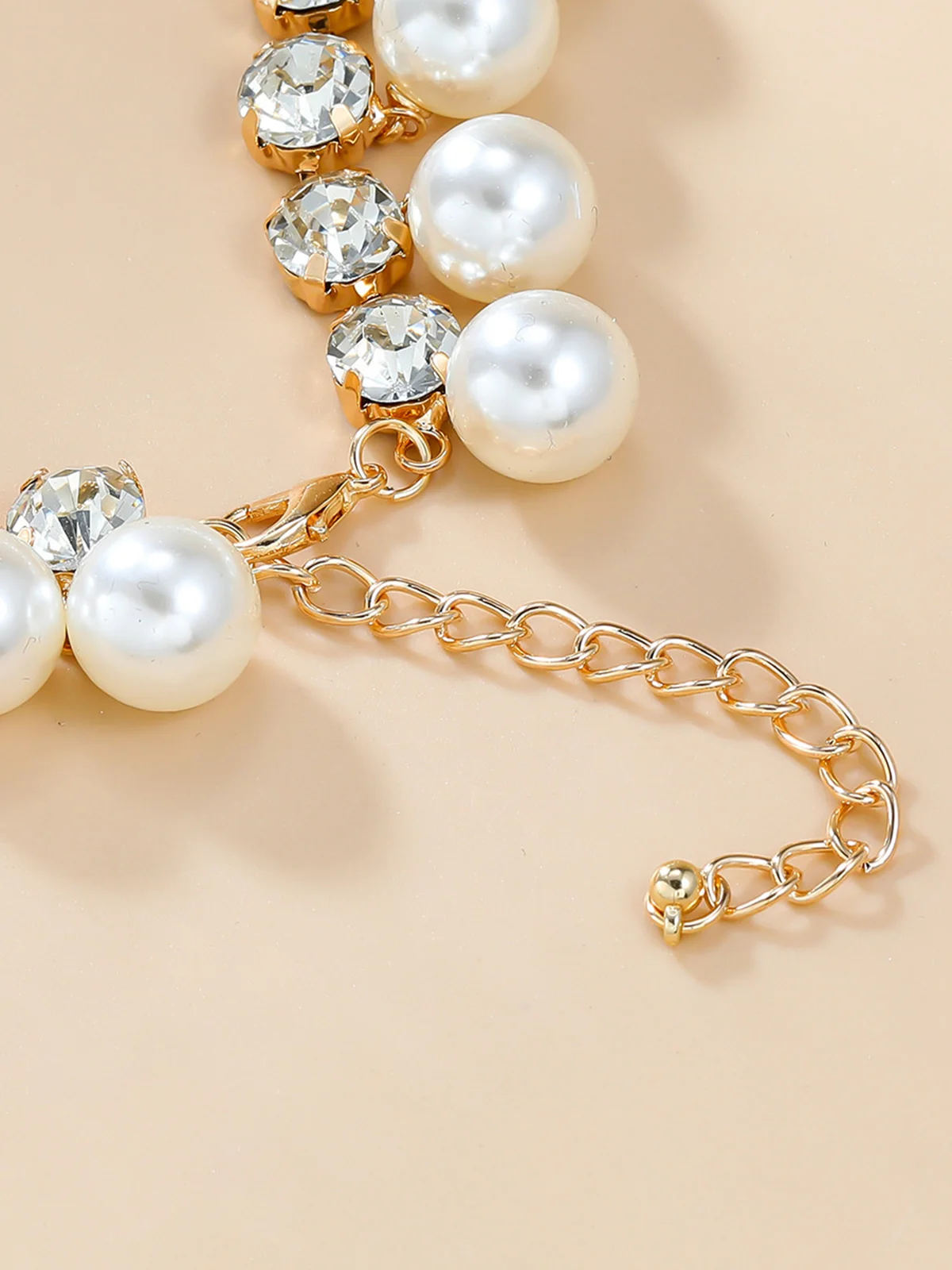Elegant Imitation Pearl Rhinestone Double Layer Necklace