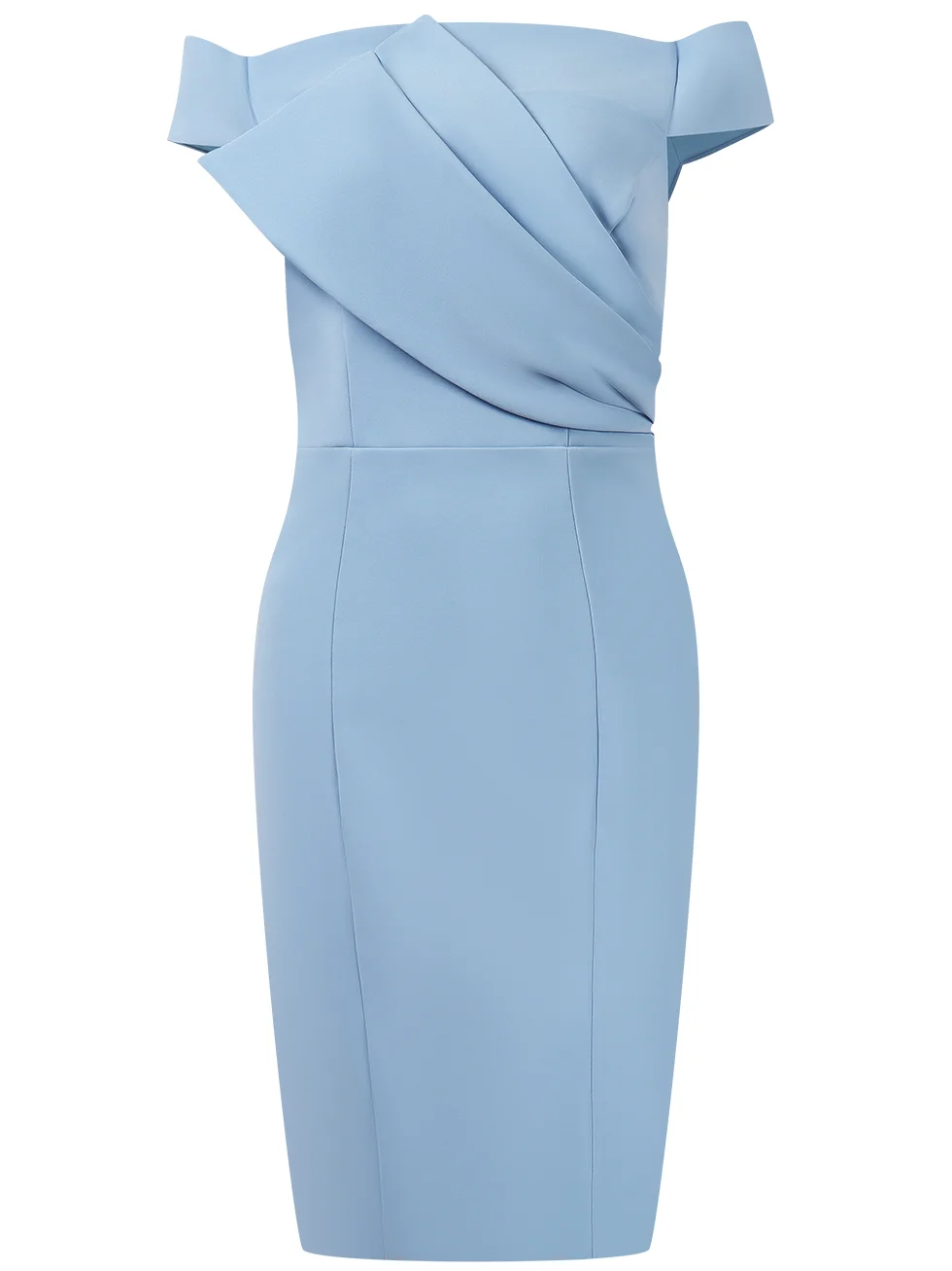 Blue Ruched Off The Shoulder Sheath Mini Dress