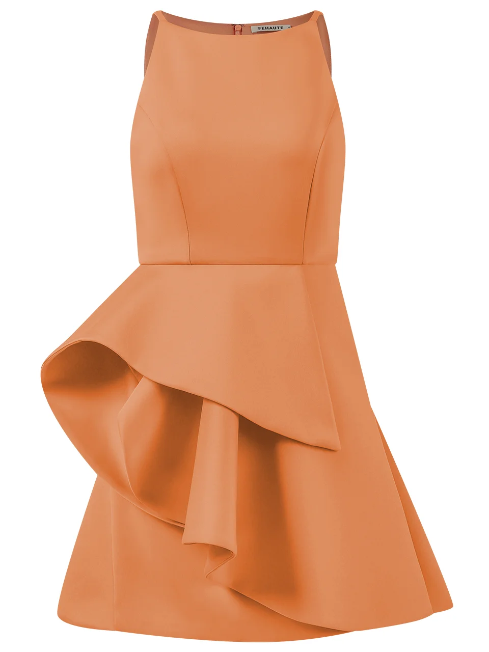 Orange Ruched Sleeveless A-Line Mini Dress