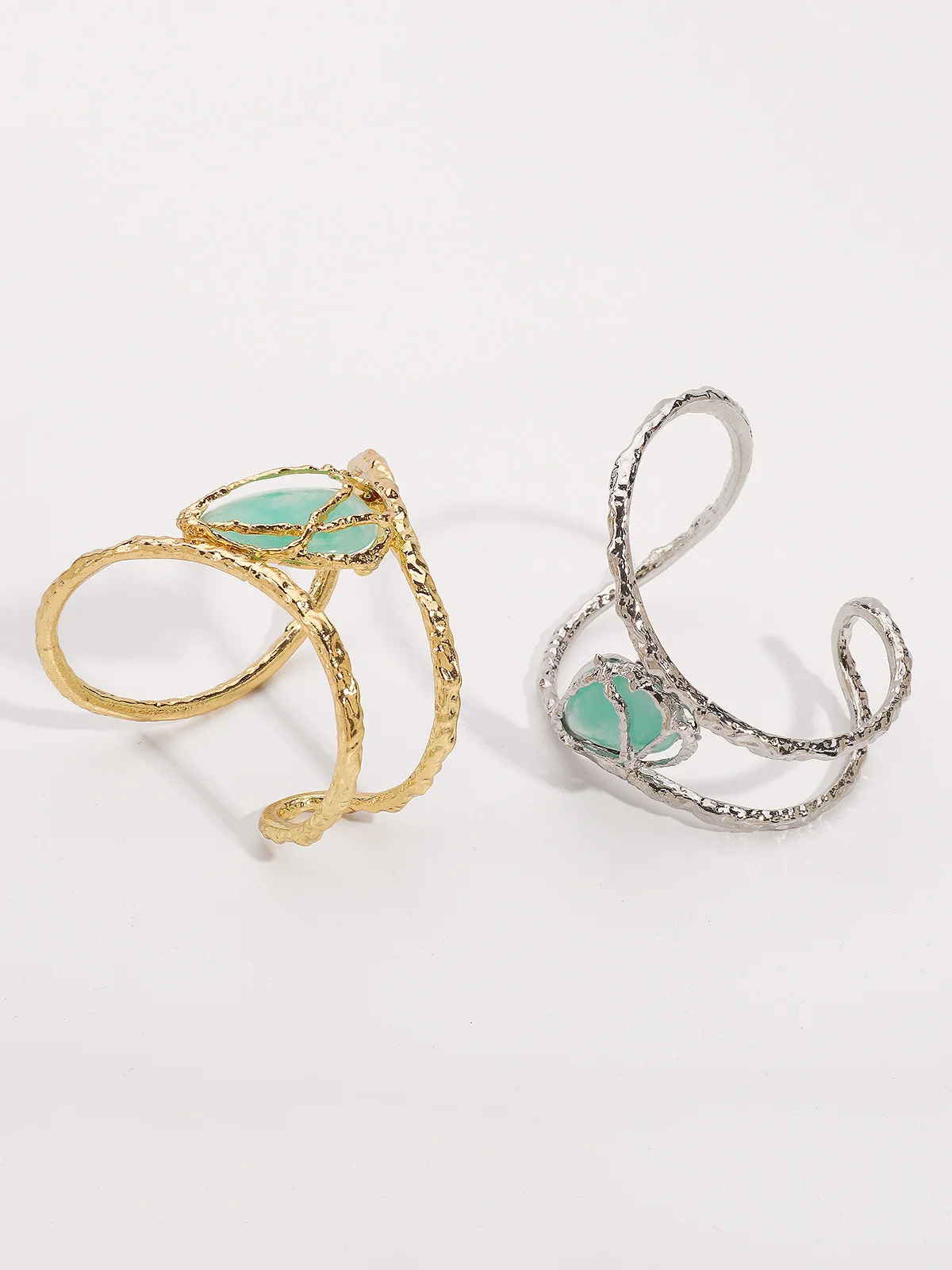 Glamorous Golden Irregular Metallic Geometric Resin Cuff Bracelet