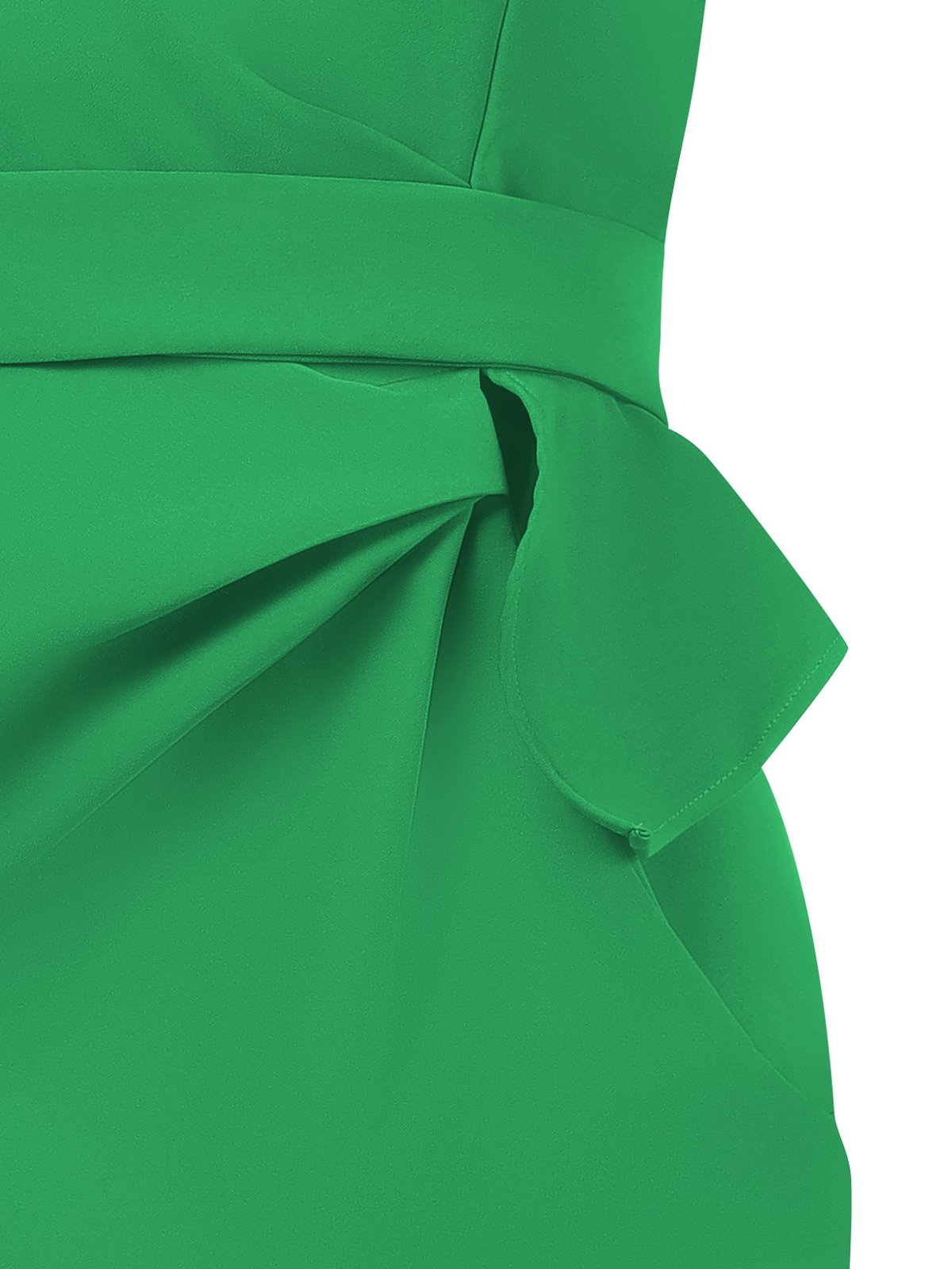 Green Ruched One Shoulder Short Sleeve Sheath Midi Dress