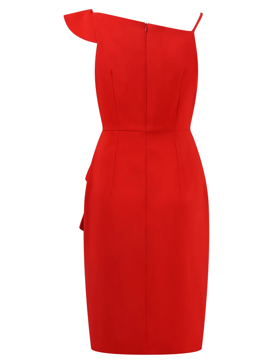 Red One Shoulder Sleeveless Sheath MidiDress