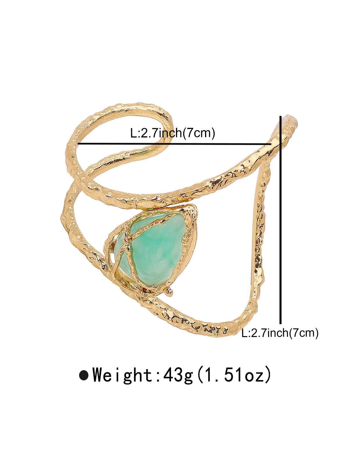 Glamorous Golden Irregular Metallic Geometric Resin Cuff Bracelet