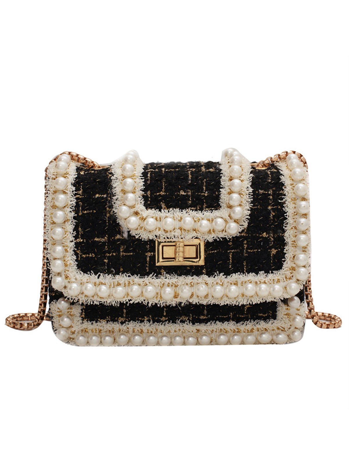 Exquisite Faux Pearl Embellished Chain Crossbody Bag