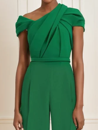 Women Green Ruched Jumpsuit 