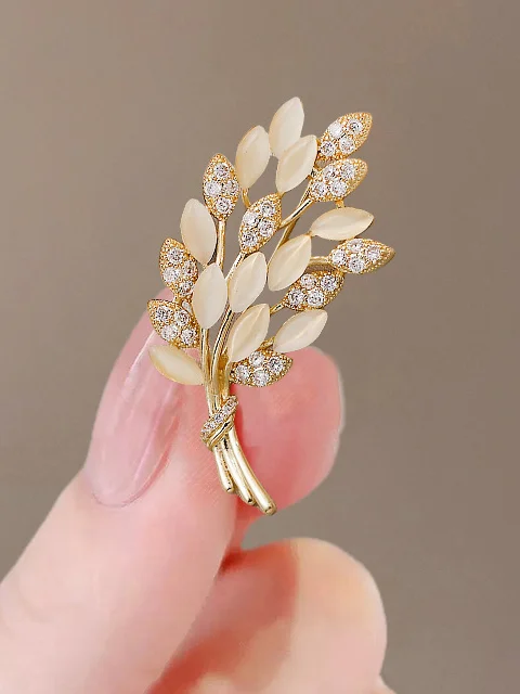 Metal Tulip And Wheat Ear Brooch