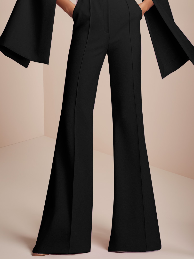 Black Rhinestones Bell Sleeve Jumpsuit