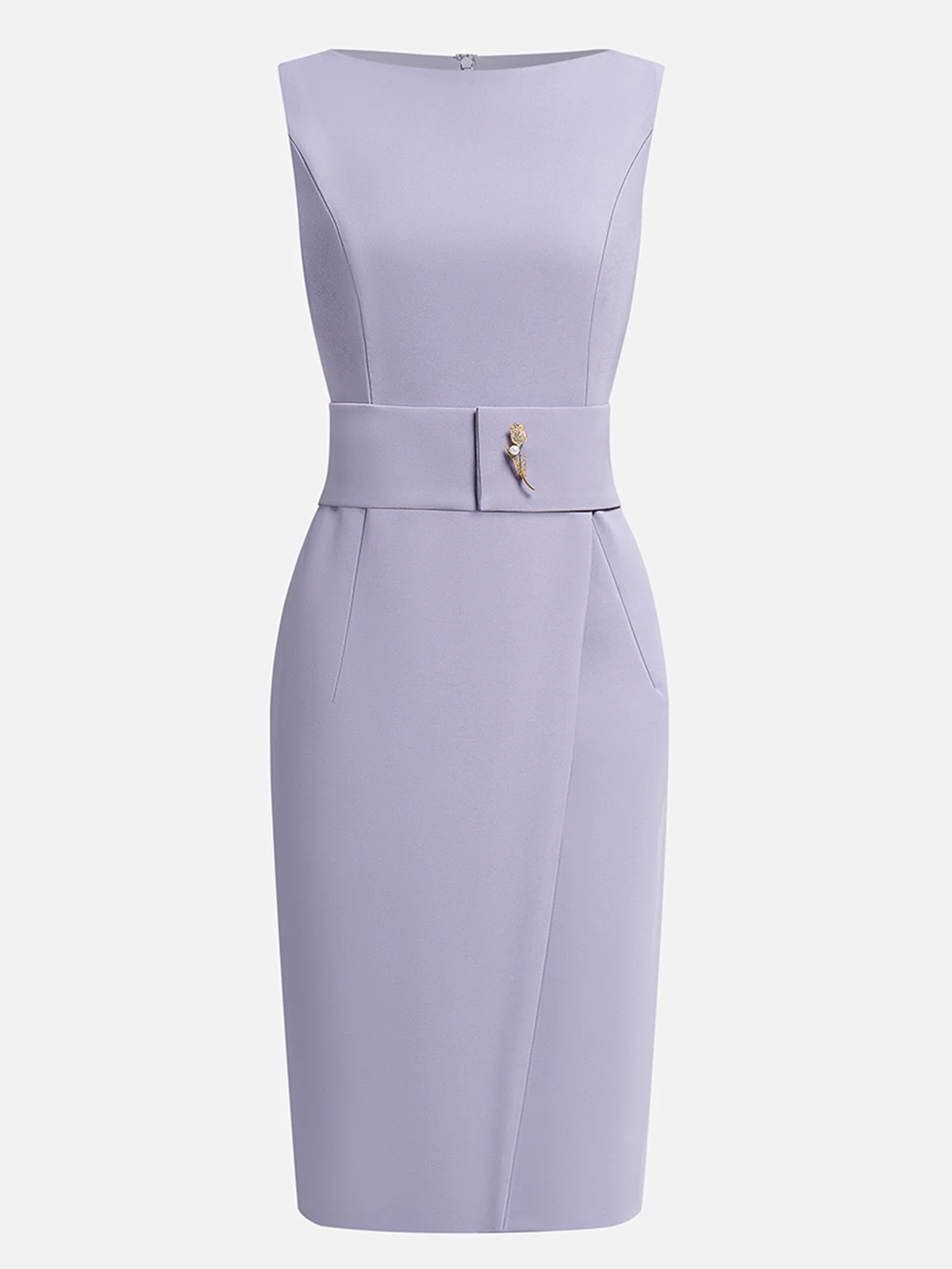 Purple Sleeveless Rheinstone Sheath Midi Dress