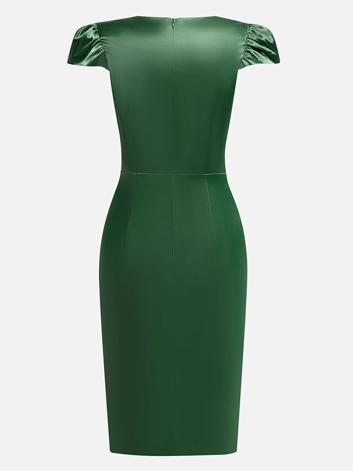 Green Petal Sleeve 3D Floral Sheath Midi Dress