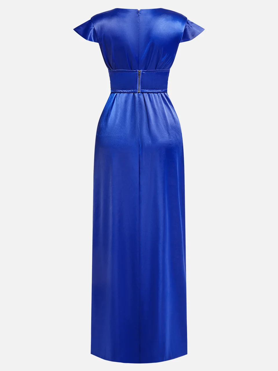 Blue Cap Sleeve Bow Maxi Wrap Dress