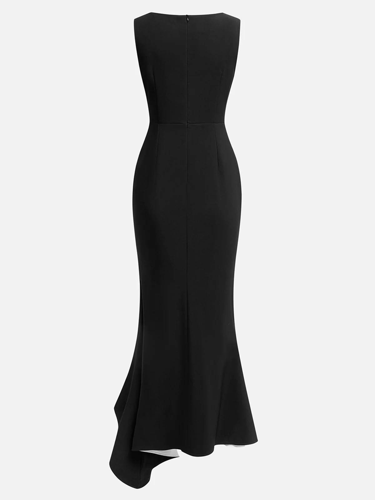 Black V Neck Sleeveless Slit Mermaid Maxi Dress