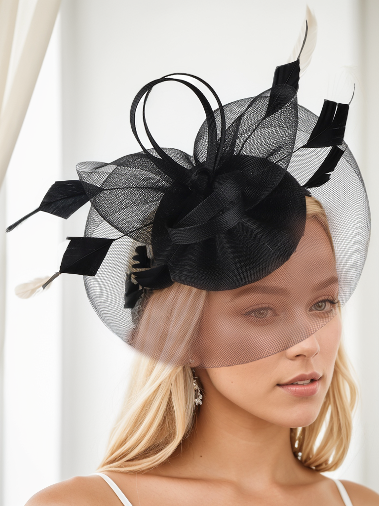 Women's Elegant Feather Mesh Fashion Headdress Hat