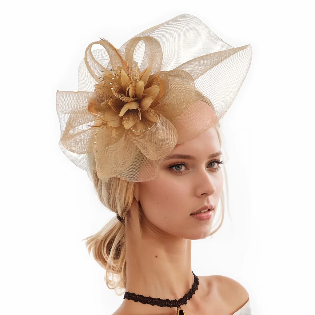 Women's Feather Mesh Pearl Fashion Hat