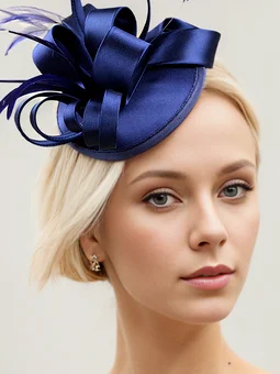 Women's Elegant Satin Feather Hat