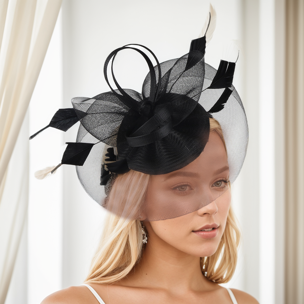 Women's Elegant Feather Mesh Fashion Headdress Hat