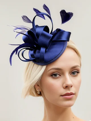 Women's Elegant Satin Feather Hat