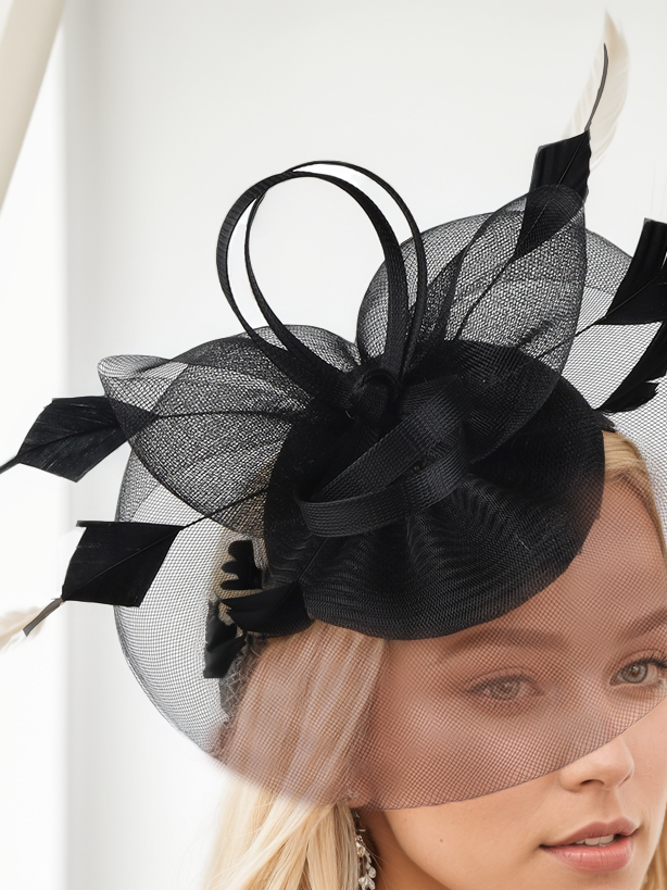 Women's Elegant Feather Mesh Fashion Headdress Hat