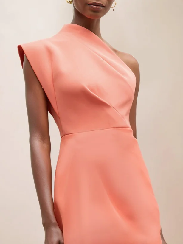 Pink Irregular Craftsmanship Asymmetrical Sleeveless A-Line Mini Dress