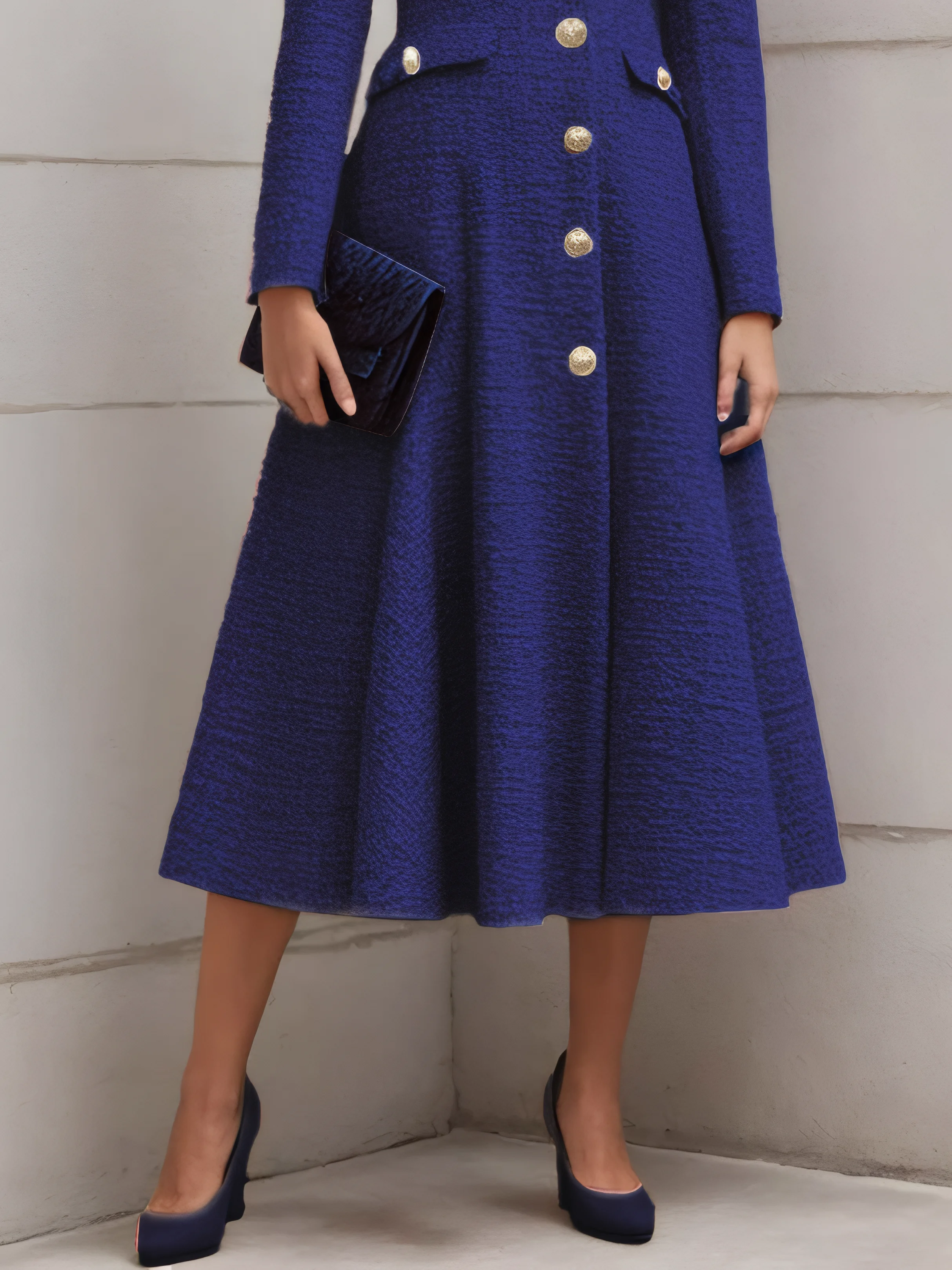 Pink Buckle Shawl CollarA-Line Blazer Midi Tweed Blazer Dress