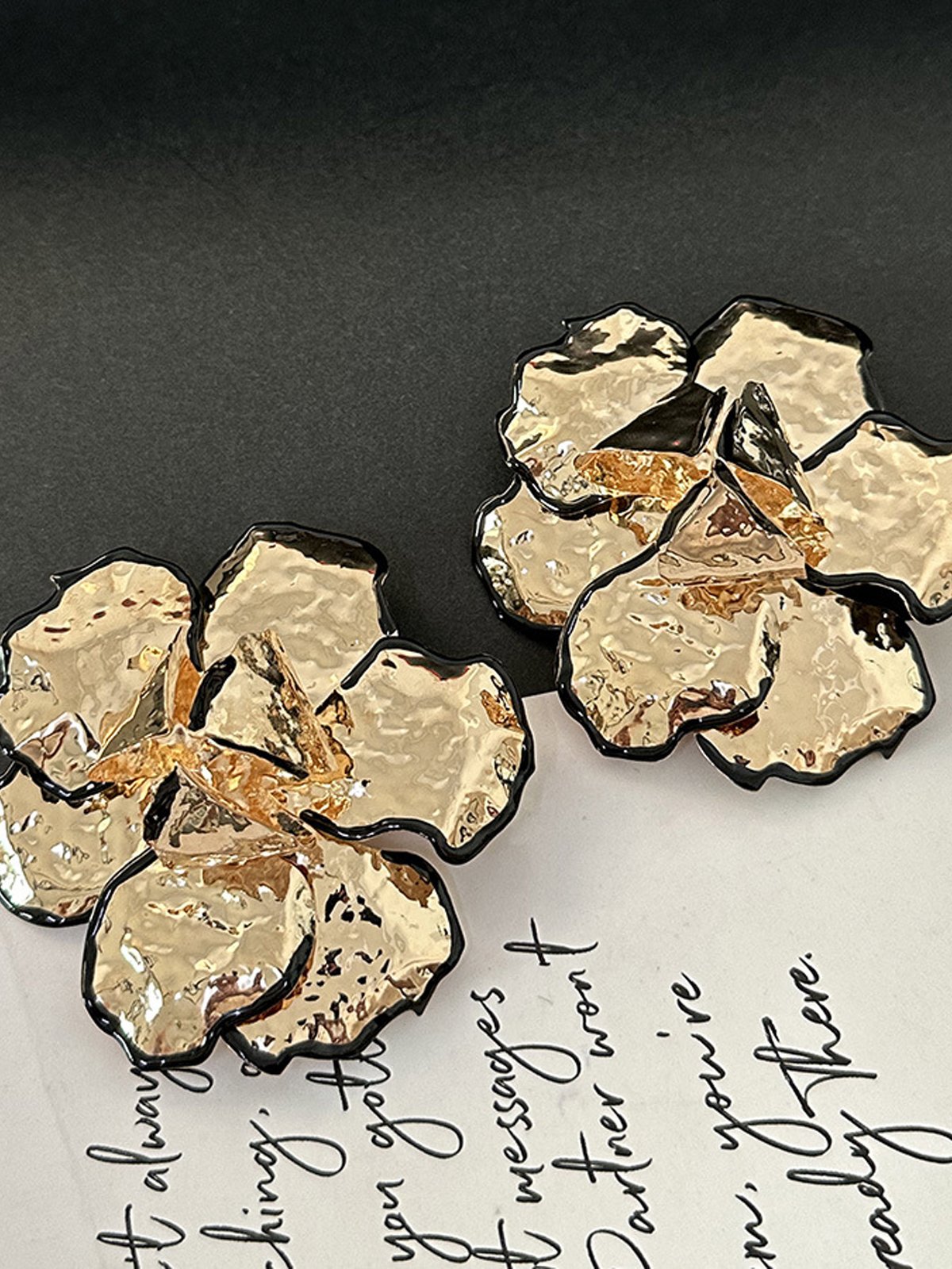 Elegant Golden Floral Stud