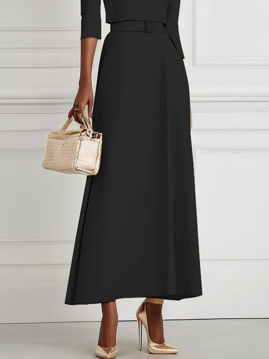 Black Classic Off The Shoulder Half Sleeve A-Line Maxi Dress