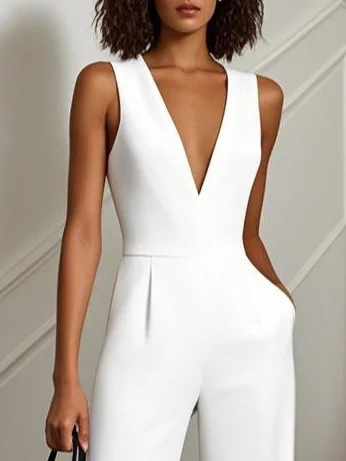 White Urban Plain Regular Fit Jumpsuit