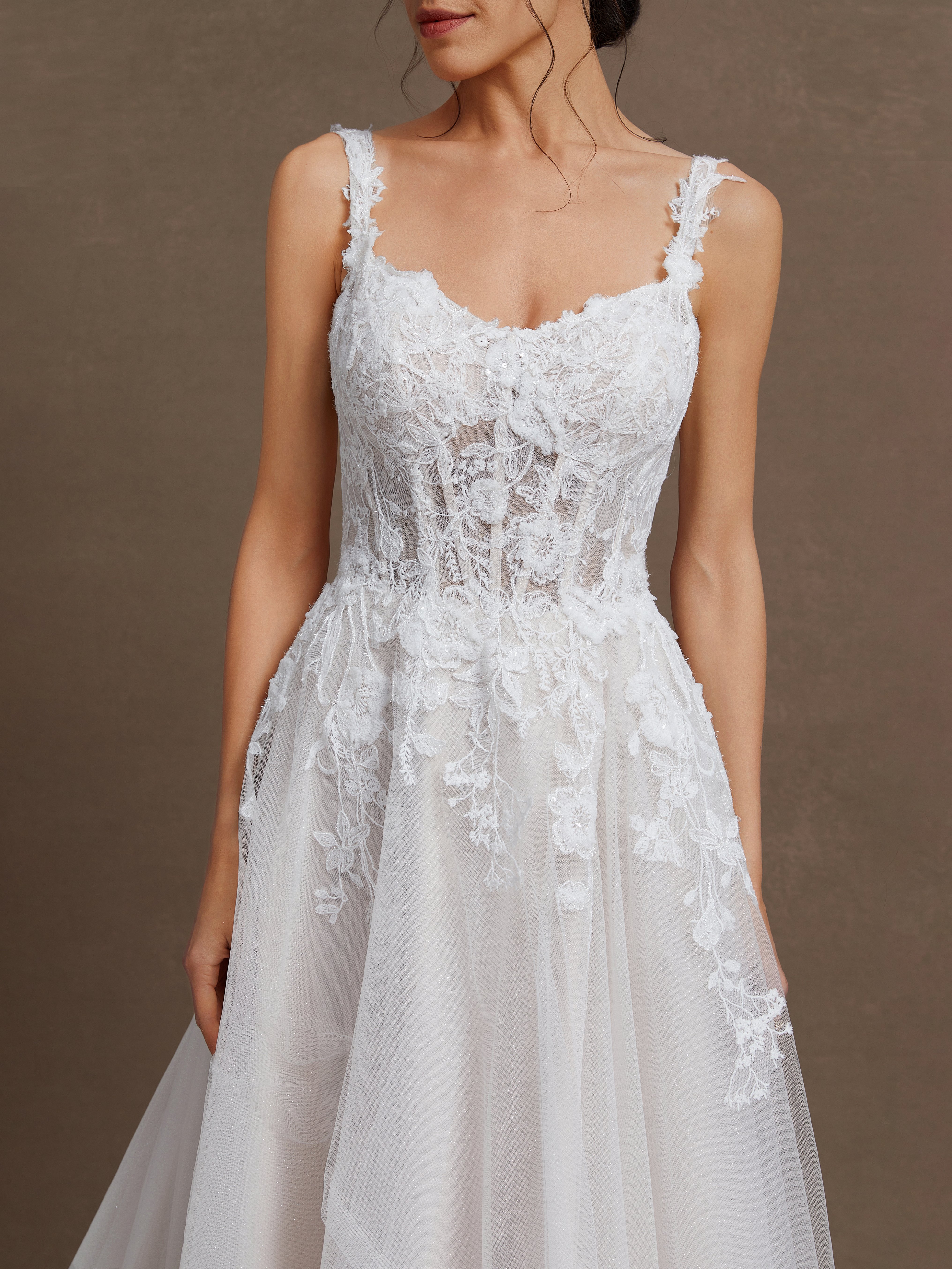 White Split Joint Ruched Wedding Dress V Neck Sleeveless A-Line Gown