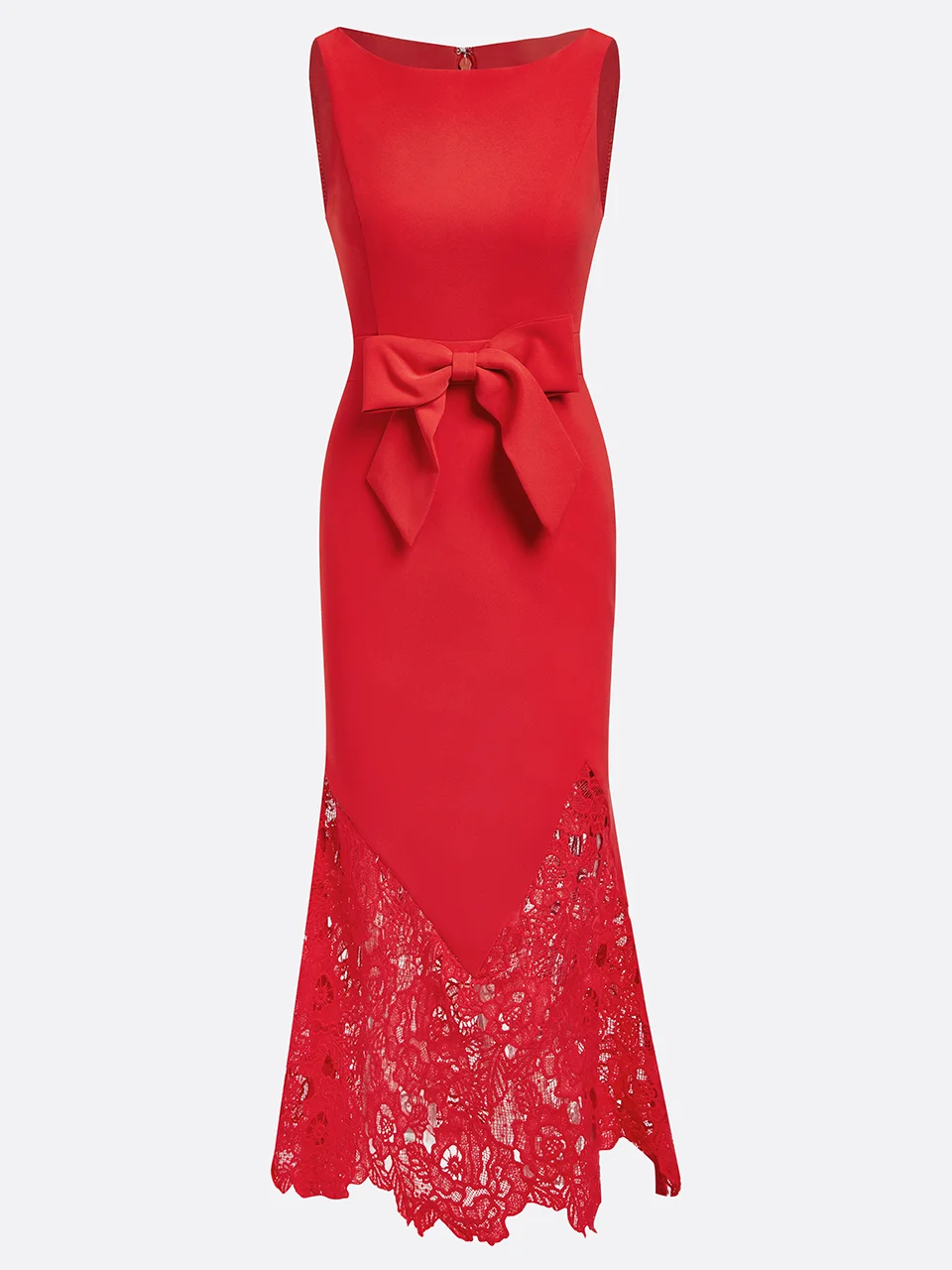 Red Bow Sweetheart Neckline Sleeveless Mermaid Maxi Dress