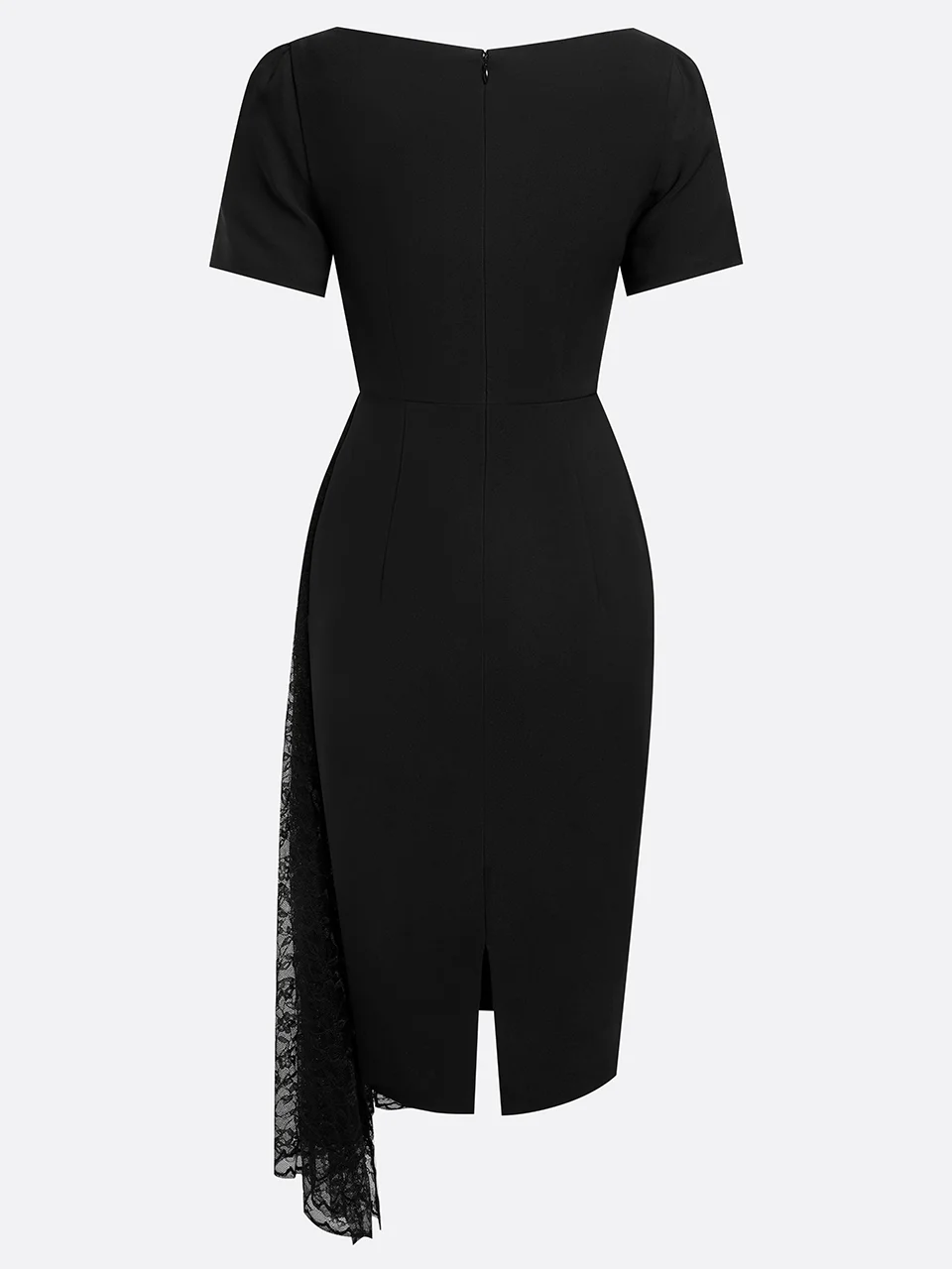 Black Lace Sweetheart Neckline Midi Sheath Dress 