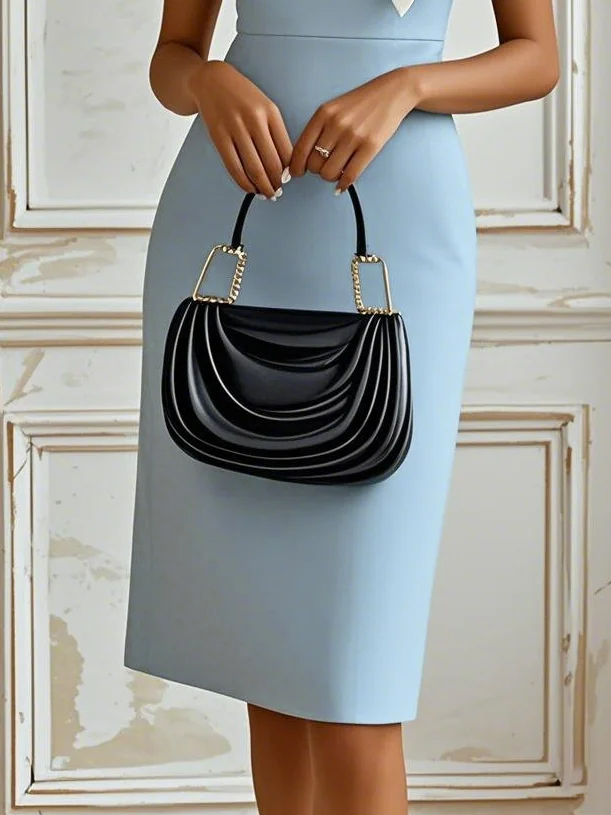 Black Bow Short Sleeve Sheath Midi Dress